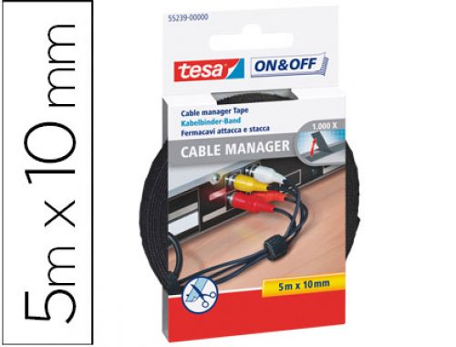 Velcro autoadesivo tesa preto 5 m x 10 mm para agrupar cabos , Tesa , 78077 , 4042448859150